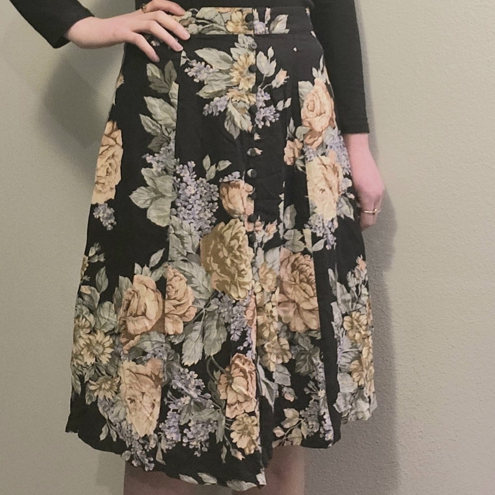 Vintage Express Floral A-Line Skirt